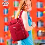 Nylon Leisure Backpack for Girls (Black, Maroon) - Image 5