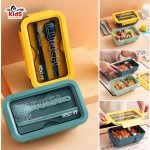 Tiffin Box for School & Office | Two Compartment Lightweight Lunch Box (Yellow/Green) - Image 2