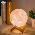 Moon Lamp with 3-Color Dimmable Tap Control | Rechargeable Lunar Night Light - Image 2