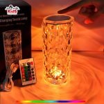 16-Color Crystal Rose Table Lamp with Remote – Stylish Acrylic Design - Image 2