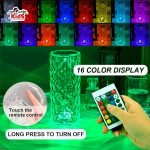 16-Color Crystal Rose Table Lamp with Remote – Stylish Acrylic Design - Image 4