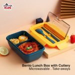 Tiffin Box for School & Office | Two Compartment Lightweight Lunch Box (Yellow/Green) - Image 5
